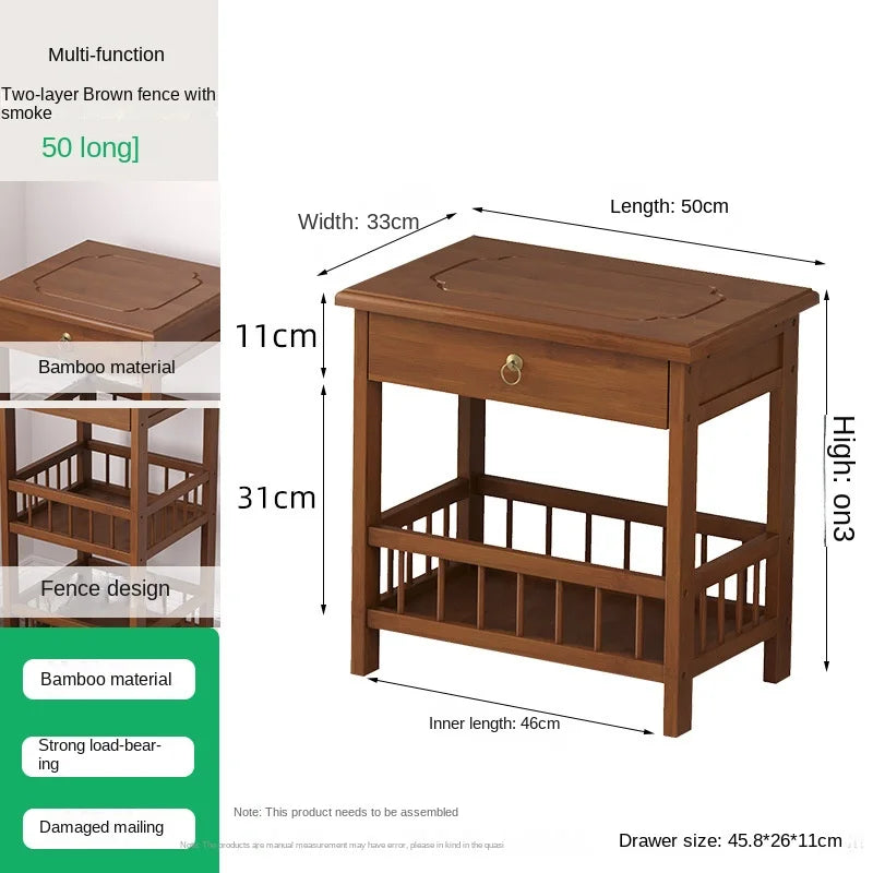 Simple and small bedside table, bedroom bedside cabinet, room storage rack, side table cabinet, bamboo solid wood special offer Oasis Select C2