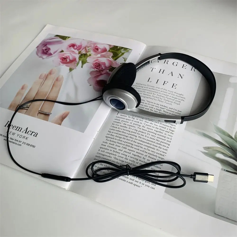 Y2k Personality Retro Headphones Millennium Wind Headset Blue Black Fashion Style Headset Over Ear Earbud 3.5mm Type C Headset Oasis Select Blue-Type C
