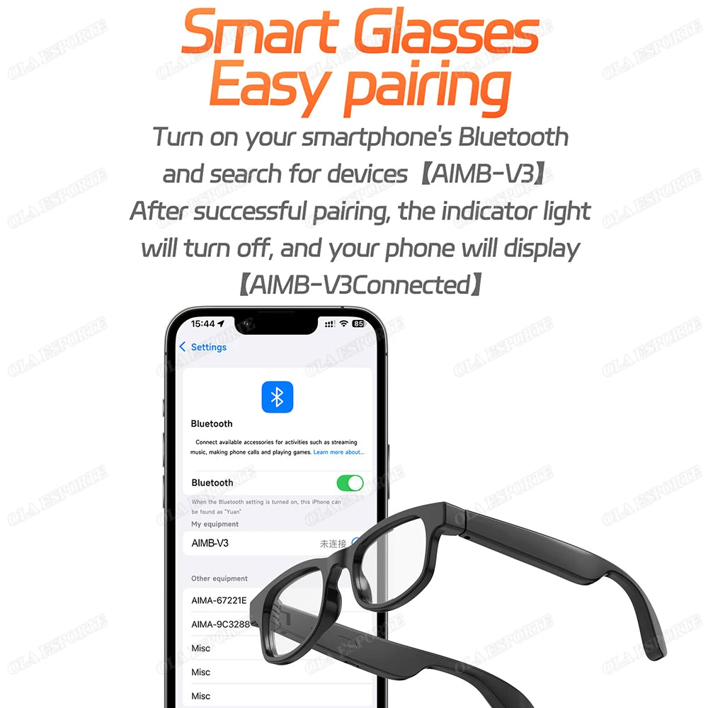 Smart Glasses AI Voice Assistant Bluetooth 5.3 & HD Camera