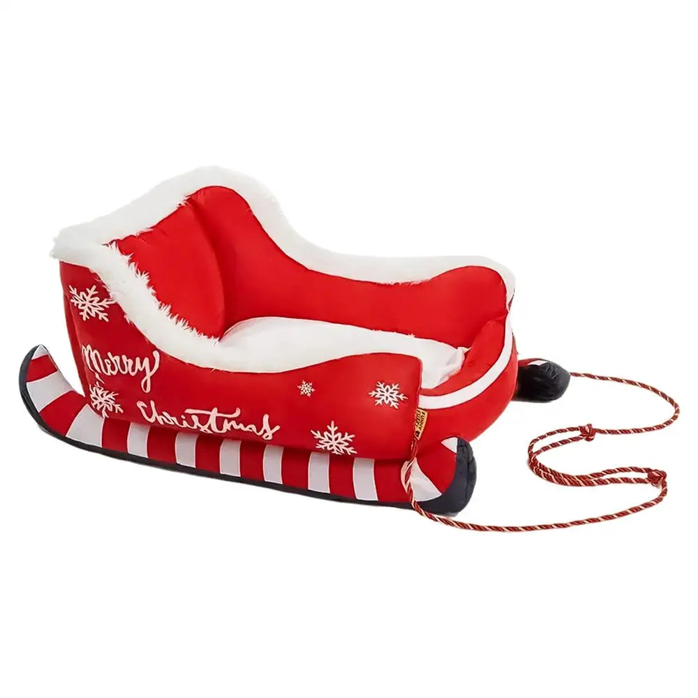 Cat Bed Christmas Dog Bed Warm Mat with Non-slip Base Washable Dog Bed Sled Cat Hammock Dog Sofa Bed Nest for Small Cats Dogs Oasis Select Red L