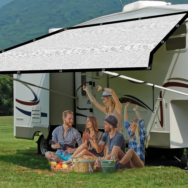 Thickened Aluminum Foil Sun Shade Net with Reinforced Edges and Grommet Heat Resistant for Carport Sunroom Outdoor UV Protection Oasis Select