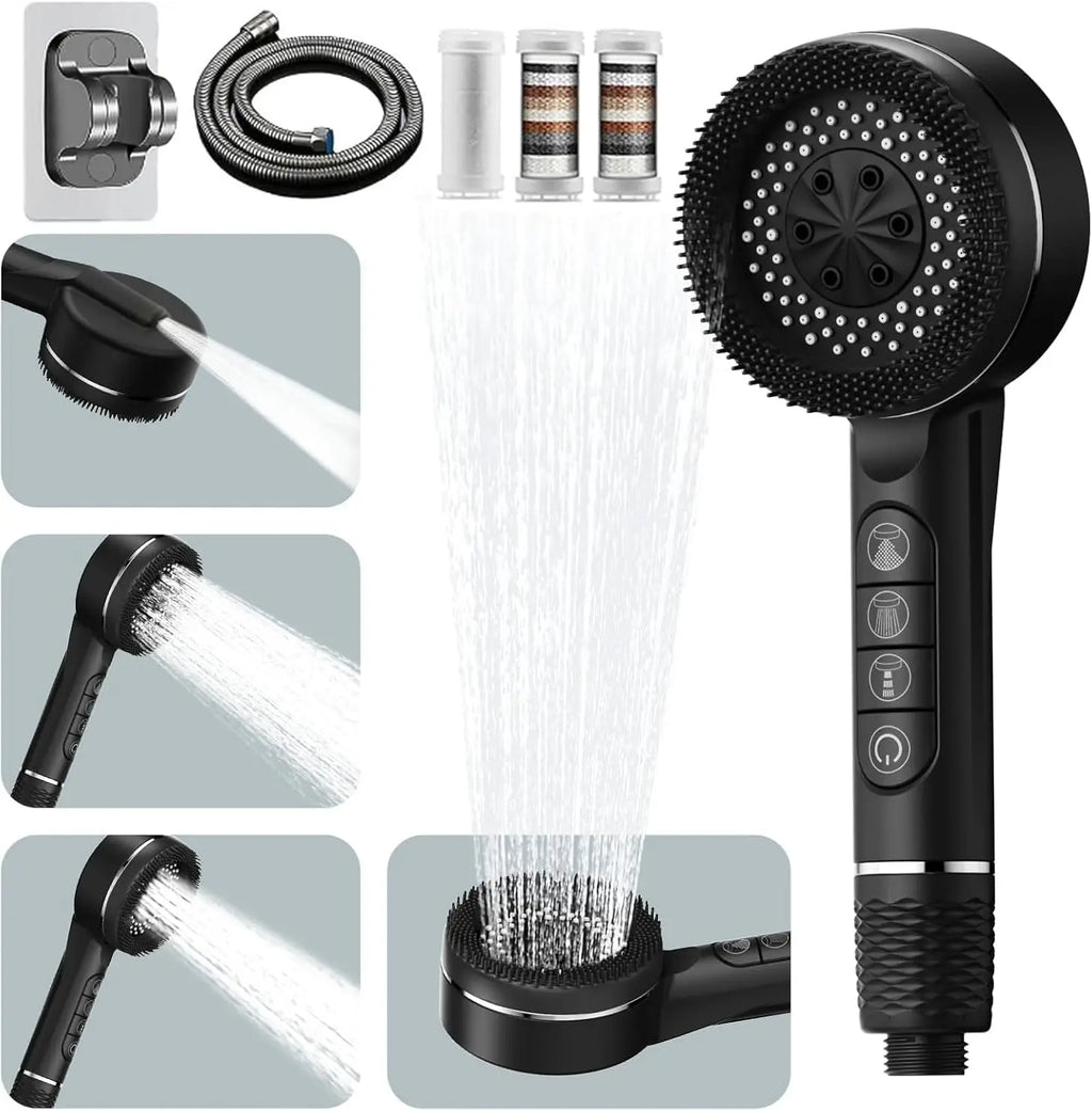 1pc Filtered Supercharged Shower Head Four-speed Adjustment With Water Seal Multi-functional Home Shower Bathroom Accessories Oasis Select