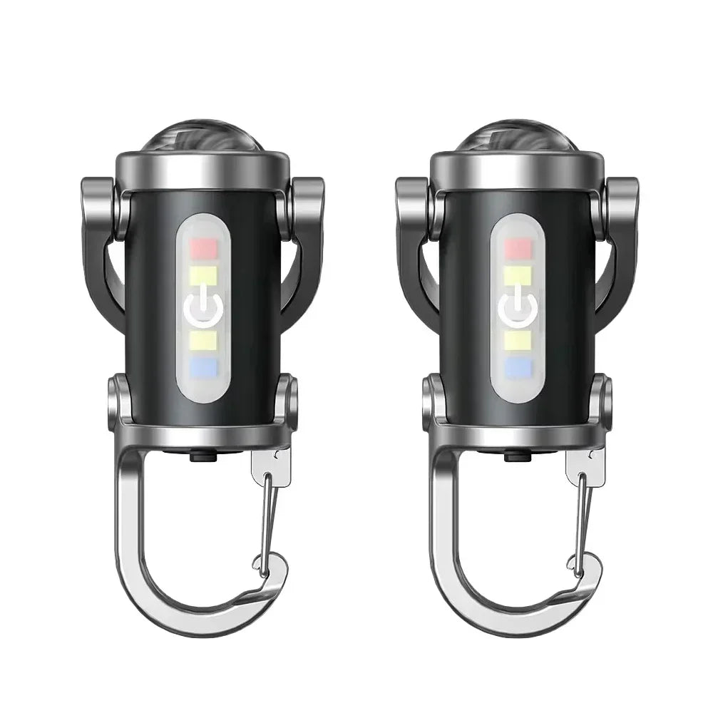 Mini Keychain Flashlights LED Side Light USB Rechargeable Torch COB Work Lamp Ultra Bright Portable Lantern for Camping Hiking Oasis Select 7mode 2PC