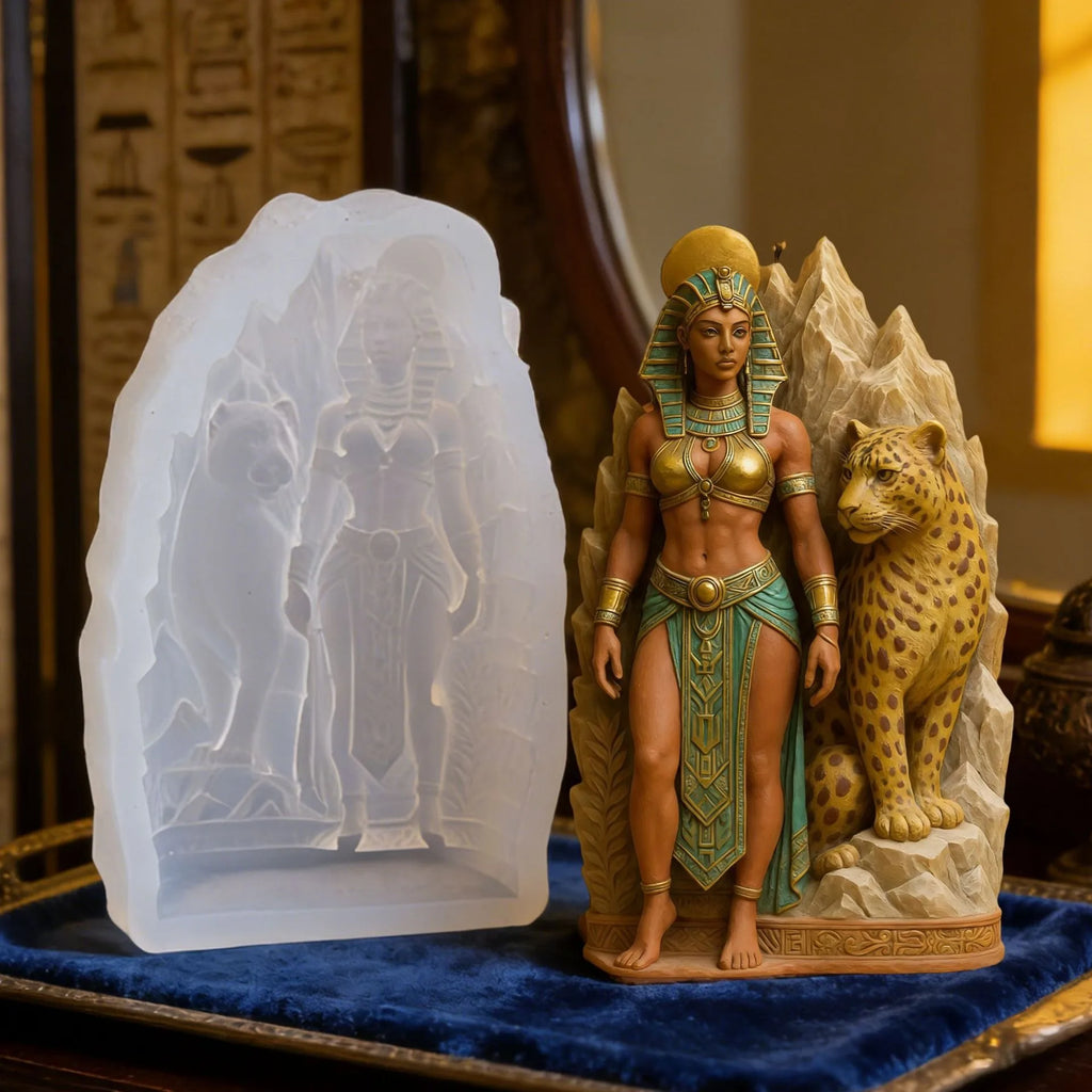 3D Egyptian Queen With Leopard Silicone Mold - Candle, Soap, Resin Craft Mould For Home Decor & Art Projects Oasis Select
