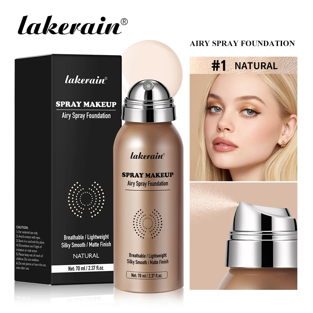 Airy Foundation Spray Waterproof Sweat-resistant Natural Silky Matte Finish Even Skin Tone Breathable Foundation Make-up Spray Oasis Select NATURAL