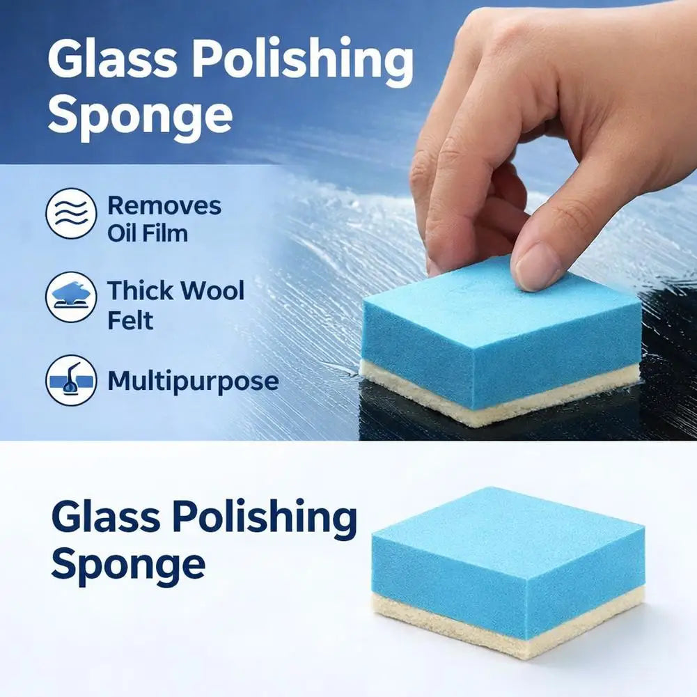 Car Glass Oil Film Remover Wool Felt Polish Sponge Pad