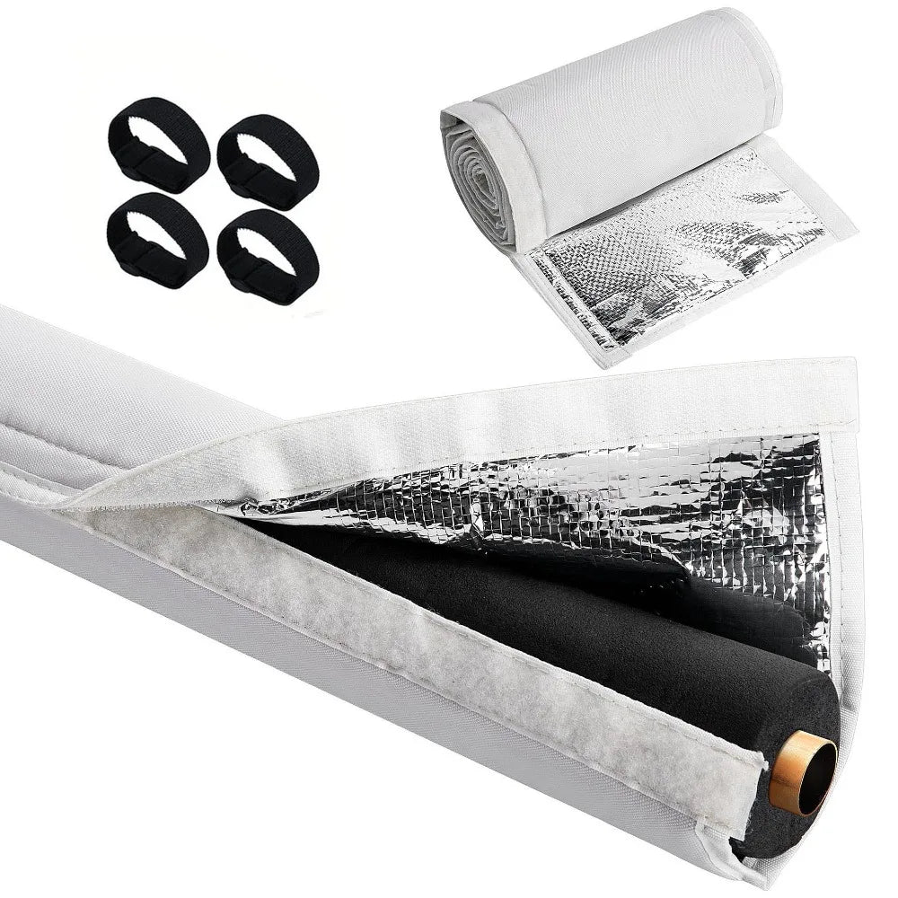 3 Layer Oxford Cloth HVAC Copper Pipe Insulation Cover Zipper Flexible Air Conditioning Pipe Protective Sleeve Oasis Select White Strap