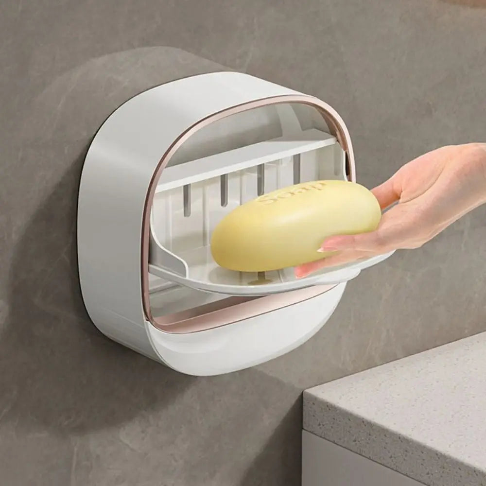 Wall Mounted Soap Dish With Drainage Box Waterproof Punch-Free Bathroom Drain Soap Box Soap Storage Case Bathroom Accessories Oasis Select