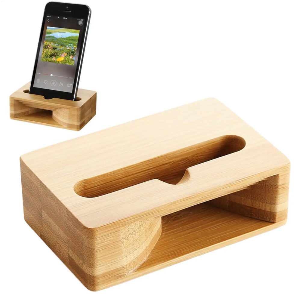 Wooden Phone Speaker Desktop Wooden Cell Phone Speaker Amplifier Phone Dock Clear Calls and Music Mobile Phone Riser Loudspeaker Oasis Select