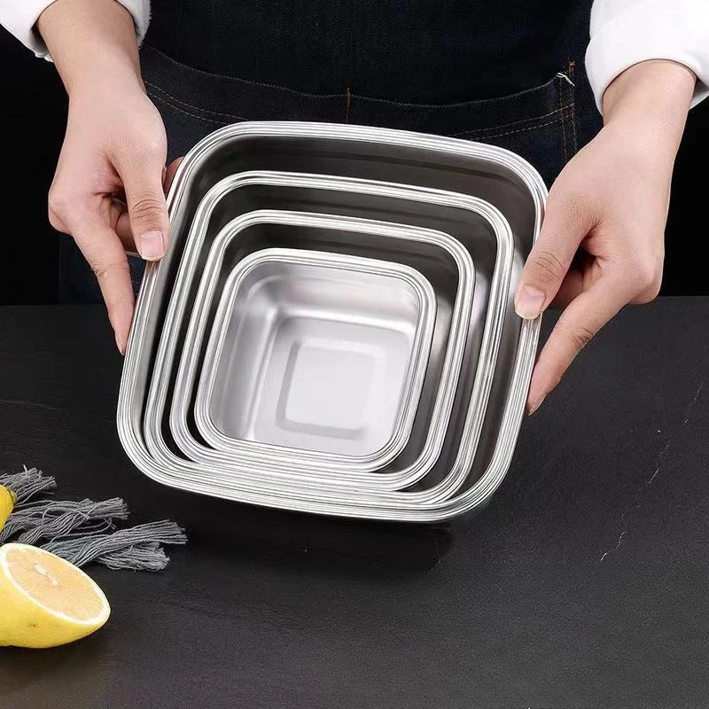 3 Pieces Stainless Steel Food Containers Food Storage Box Square Lunch Box 400/750/1200ml Oasis Select