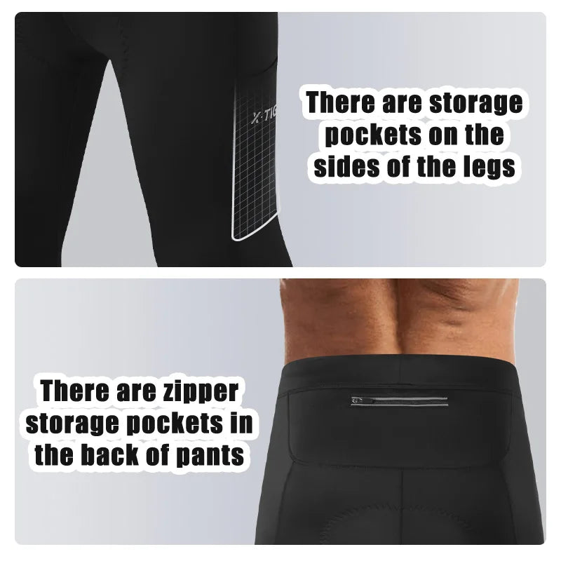 X-TIGER Men's Bike Pants Winter Warm Mountain Bicycle Tights With Back Pockets Coolmax 5D Gel Padded Cycling Long Trousers Oasis Select