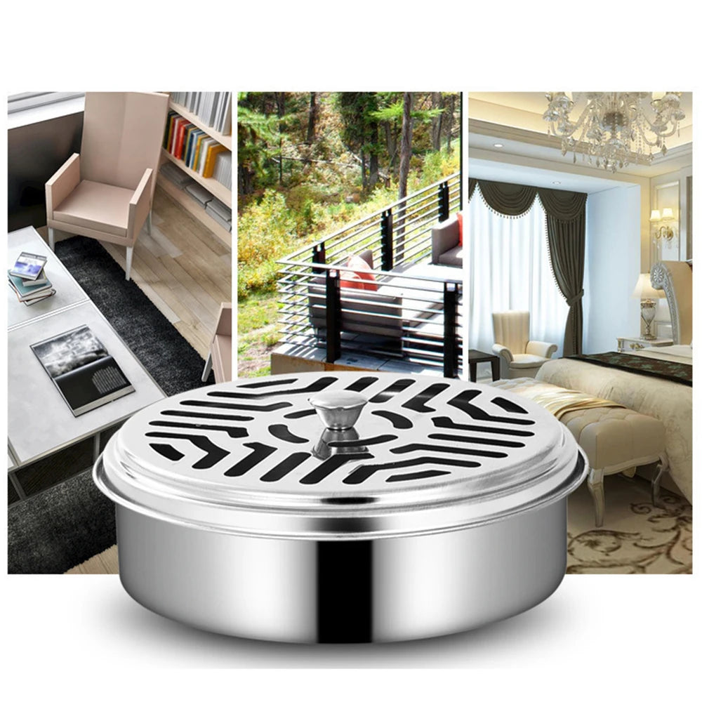 Stainless Steel Mosquito Coil Holder with Cover & Tray