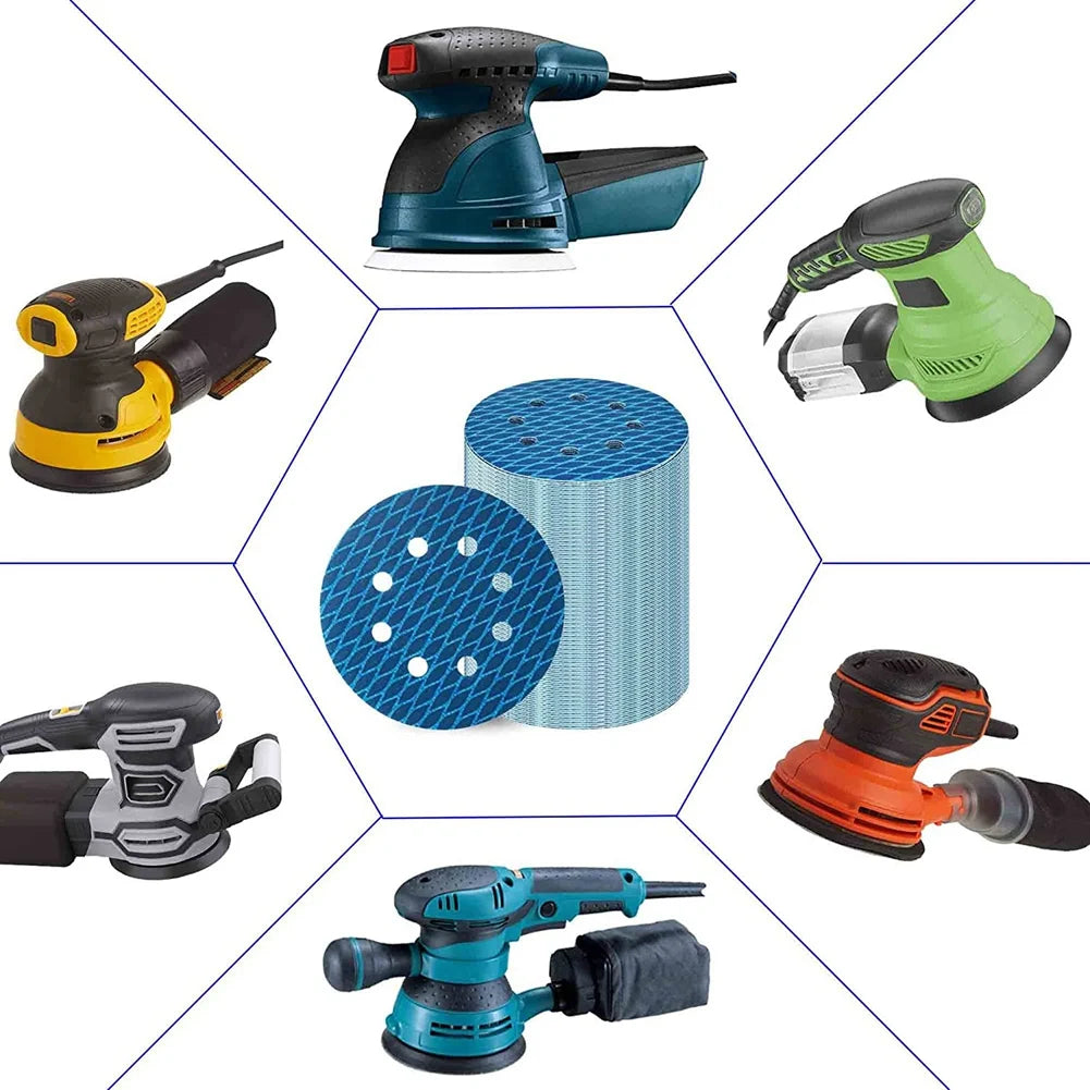 LIKE WISH 70Pcs Orbital Sander Sandpaper 5 Inch 8 Hole Sanding Disc Sand Paper 320 Grit For Anti Blocking Rhombus Sanding Discs Oasis Select blue