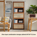 Bookshelf storage rack floor-to-ceiling living room bookcase household rattan storage cabinet bedroom acrylic display cabinet Oasis Select Brown 5th layer B