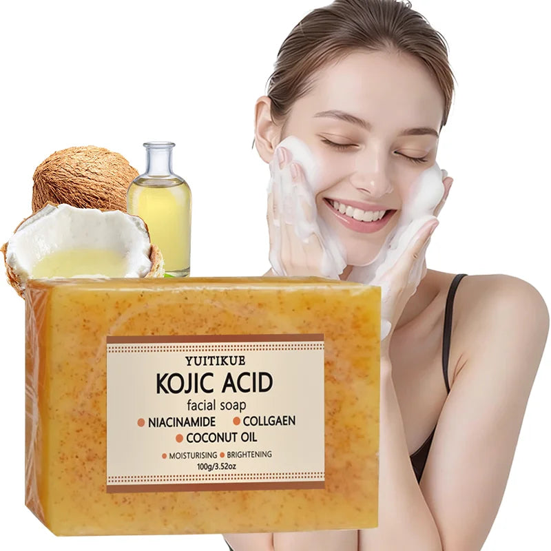 YUITIKUE Kojic Acid Facial Soap with Niacinamide Collagen Coconut Oil for Deep Cleansing & Brightening Skin Oasis Select