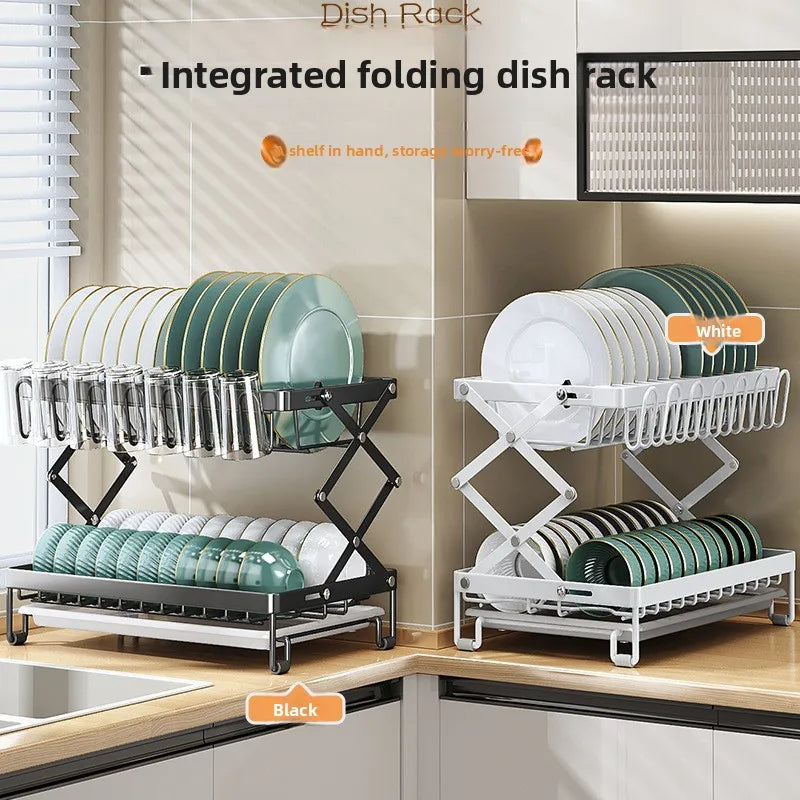 Kitchen, tableware, drain rack, dish storage rack, foldable household countertop, bowl rack, shelf Oasis Select
