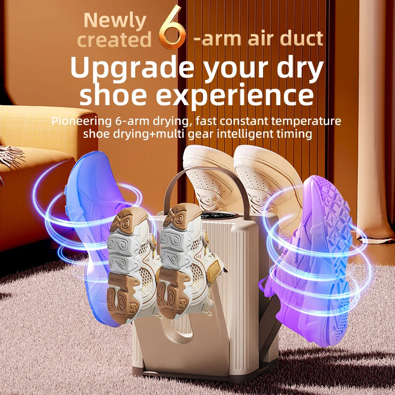 Electric Shoes Dryer 6 Arms Portable Foldable Telescopic Smart Heater Deodorizer Dehumidifier Shoe Drying Machine Foot Warmer Oasis Select