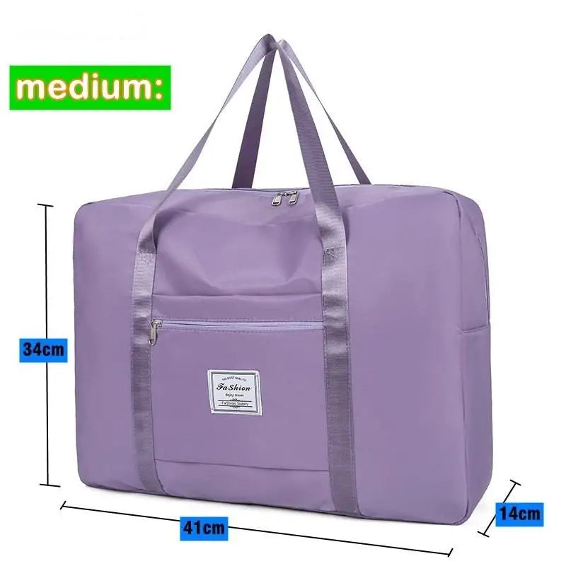Large Capacity Functional Portable Nylon Moving Storage Bag Folding Luggage Bag Aircraft BagMulti Travel Bag Shoulder Bag Oasis Select M Purple