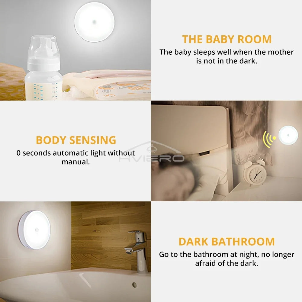 Wireless Motion Sensor Night Light – 8 LED Rechargeable Lamp