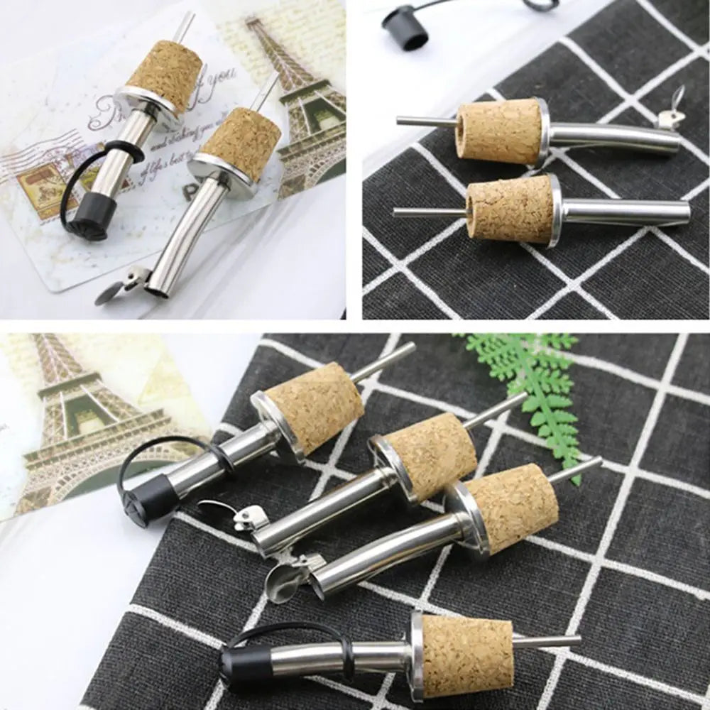 1/3pcs Bar Wooden Cork Red Stopper For Bottle Wine Olive Oil Pourer Dispenser Spout Bottle Pourer Stopper Accessories Oasis Select