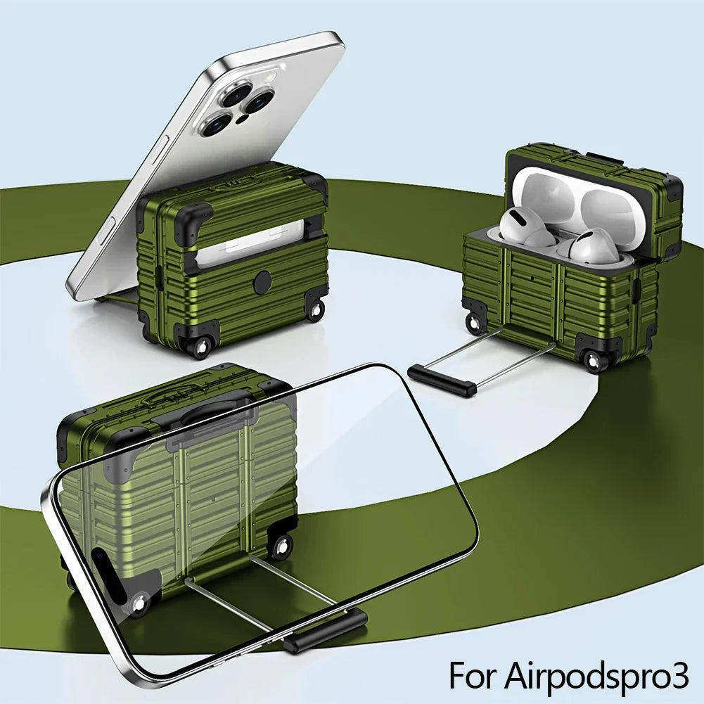 Mini Suitcase AirPods Case – Drop-Proof PC & TPU Cover