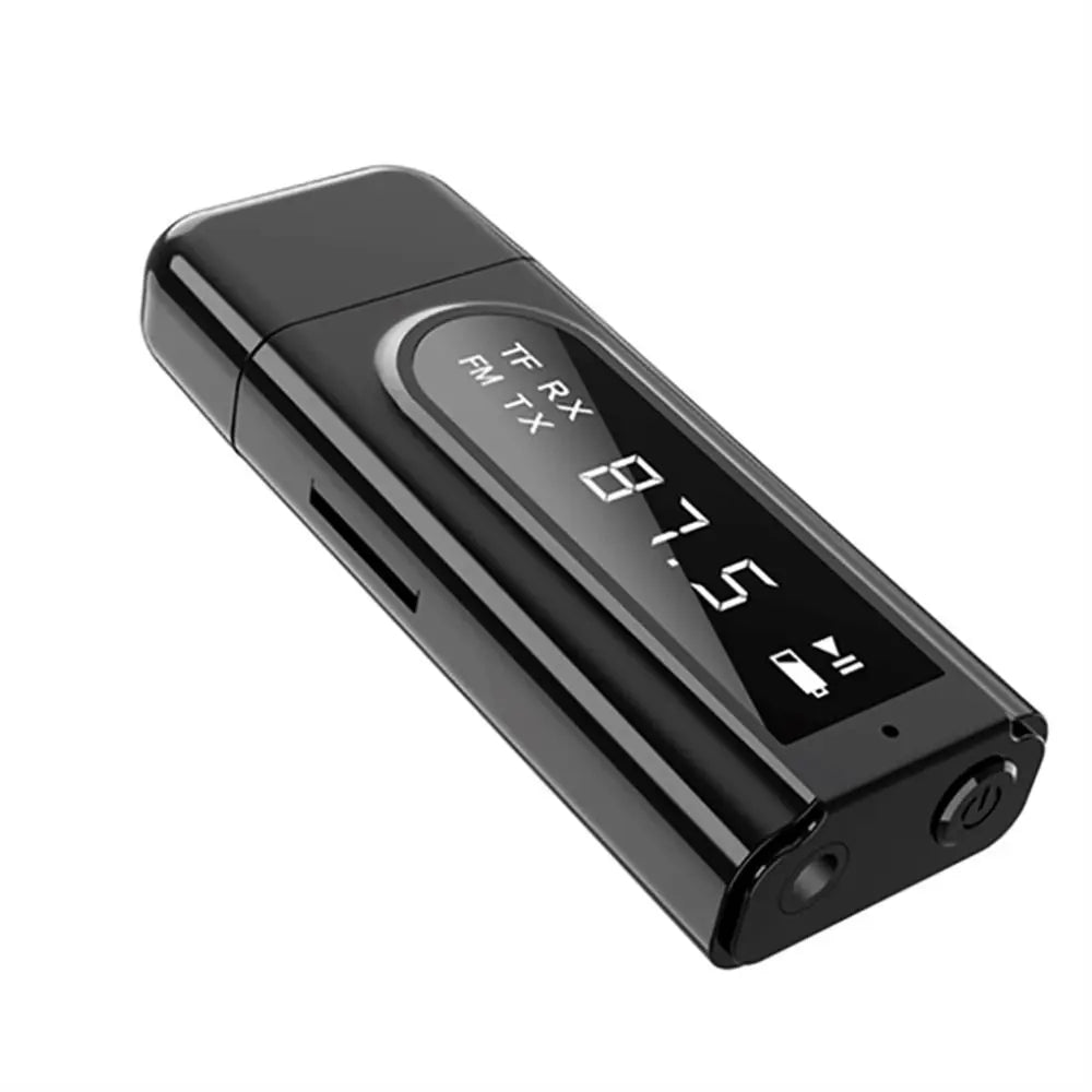 FM Transmitter Receiver Bluetooth 5.0 Adapter AUX USB For TF Card MP3 Player Home Stereo TV PC Cell Phone Headphones Car Oasis Select black--
