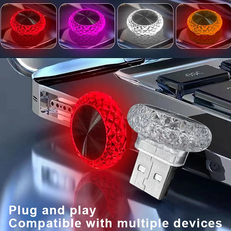 Portable Car USB Ambient Light Mini LED Decorative Atmosphere Lamps For Auto Interior Environment Light Computer Light Plug Play Oasis Select