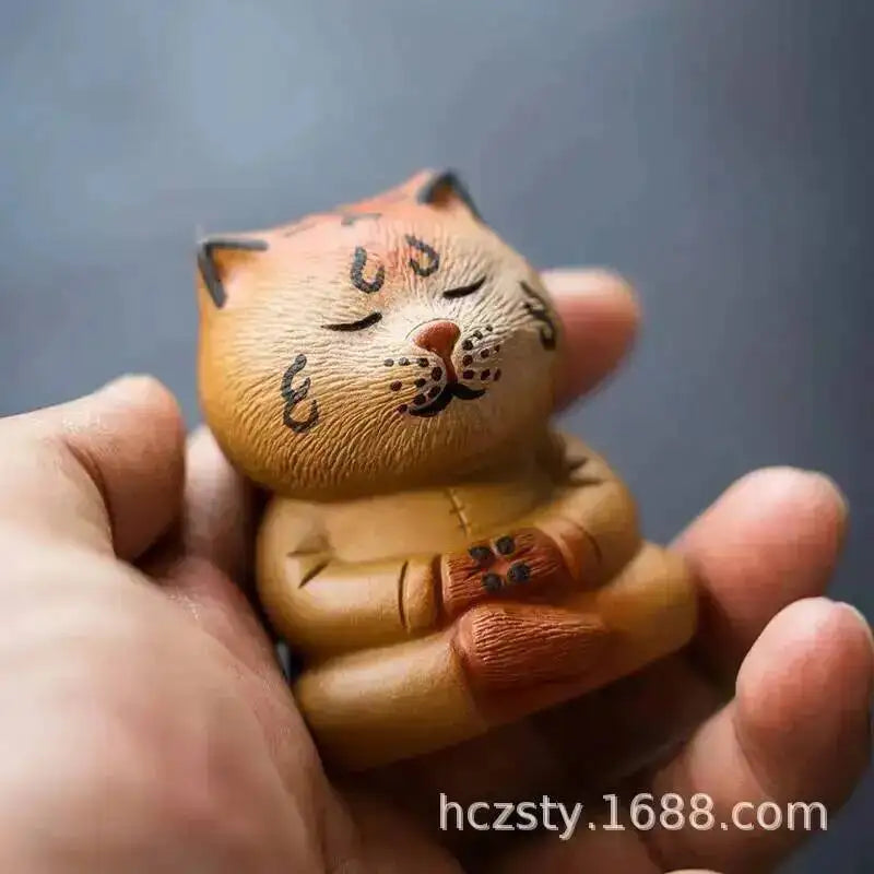Zisha Tea Pet Tiger Meditating Tiger Handmade Cute Tiger Knocking Hair Ornament Cultivated Tea Play Decoration Tea Чаепитие Oasis Select