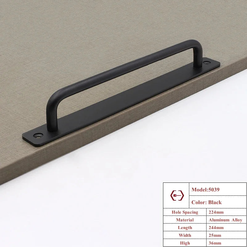 Aluminium Alloy Punch-free Furniture Cabinet Handle Sliding Barn Door Handle Pull And Flush Hardware Set Wood Door Drawer Handle Oasis Select Black 224mm