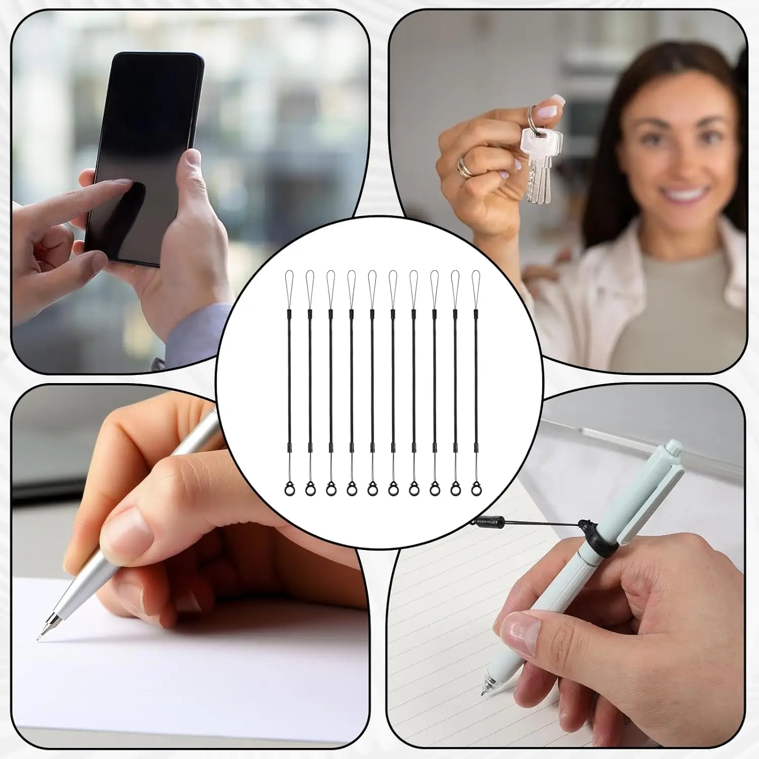 4/8 PCS Elastic Pen Leash with Silicone Ring Anti-Drop Tether Cord for Smart Pencil S Pen Stylus For Tablet Drawing Clipboard Oasis Select