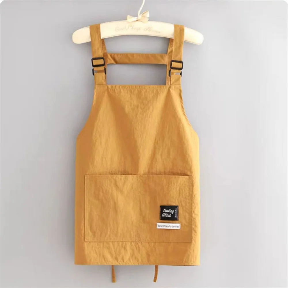 Fashion Strap Style Apron Waterproof Anti-fouling Nail Art Cafe Workwear Sleeveless Catering Waiter Work Clothes Oasis Select Yellow short