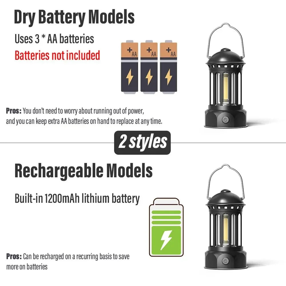 European Roman Pillar Vintage Camping Lantern Flashlight Rechargeable Lamp With Hook Warm White Light For Camping, Exploring Oasis Select