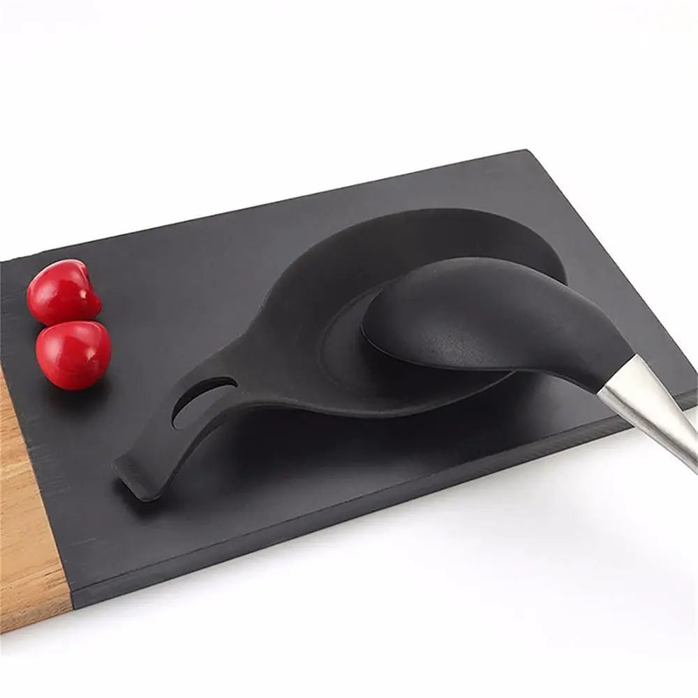 Silicone Spoon Rest & Utensil Holder – Heat Resistant Black