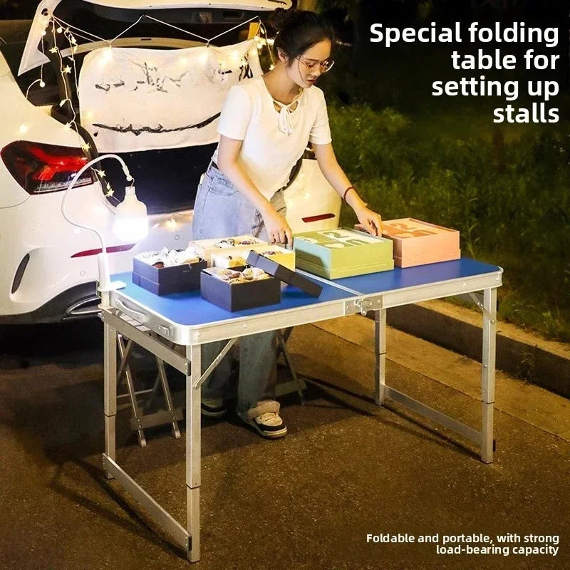 Folding table stall folding outdoor portable lifting work table camping picnic night market folding table and chairs Oasis Select