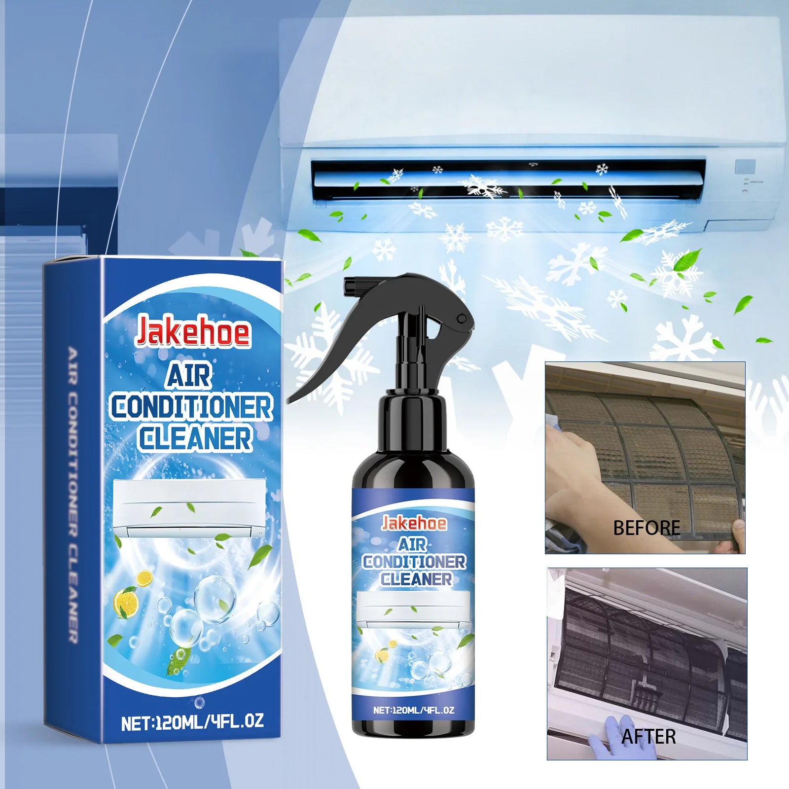 Air Conditioning Cleaner Spray Powerful Cleaning Internal Dust Bacteria Remove Dirt Eliminating Odor Foam Spray Deodorizer 120ml Oasis Select