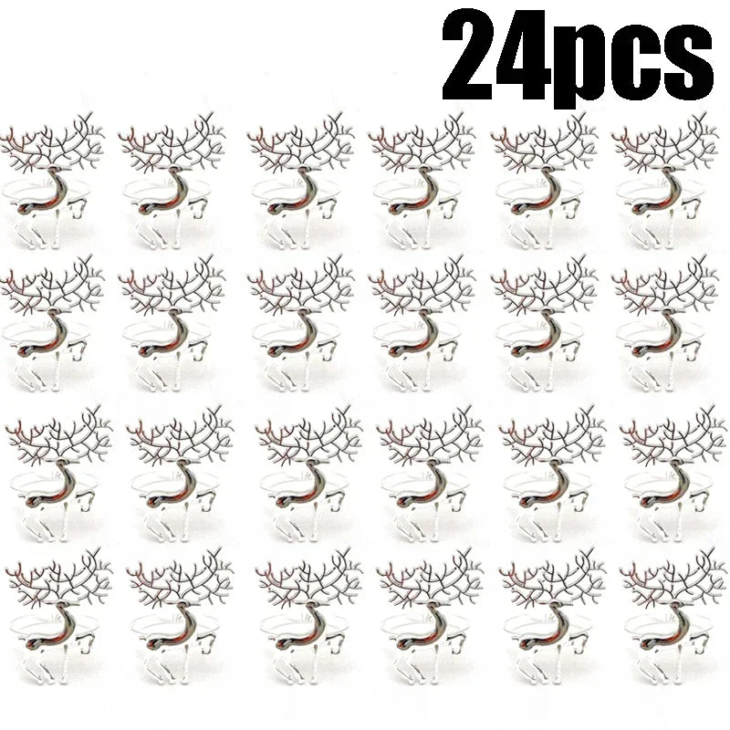 60-Pack Gold Elk Christmas Napkin Rings – Festive Table Decor