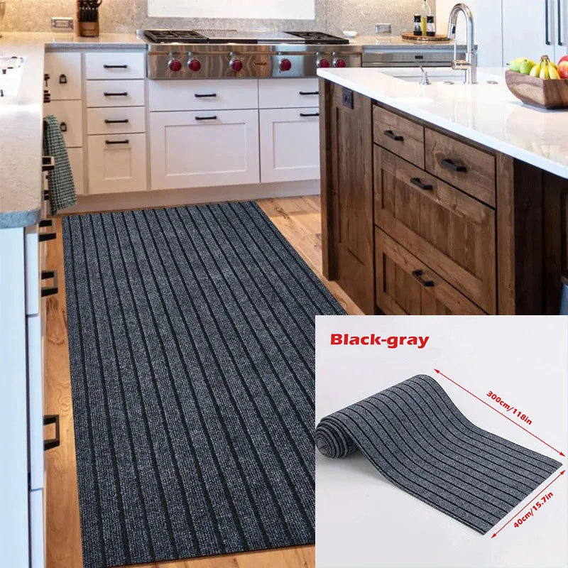 Solid Color Striped Kitchen Doormat Floor Mat Room Decoration Self-Adhesive Non-Slip Rug Home Hecor Hallway Rug Entrance DIY. Oasis Select Striped gray 40cmX3m