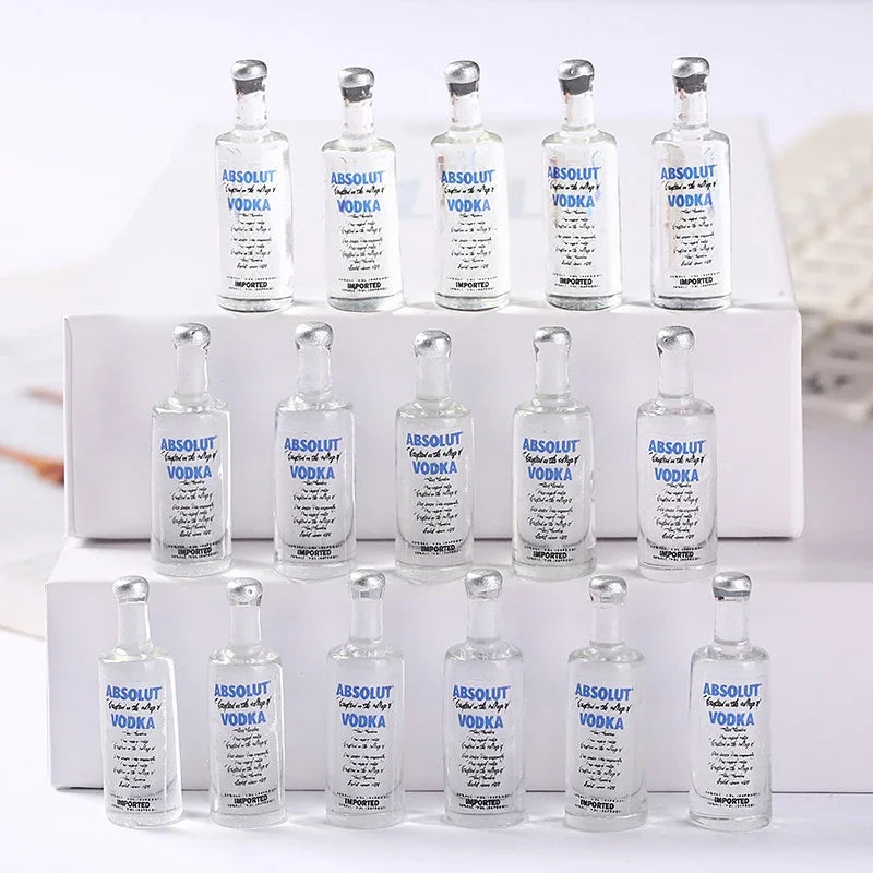 10pcs Transparent Diy Resin Kawaii Mini Wine Bottle Craft Miniature Accessories Flatback Charms Material Scrapbook Cabochon Oasis Select