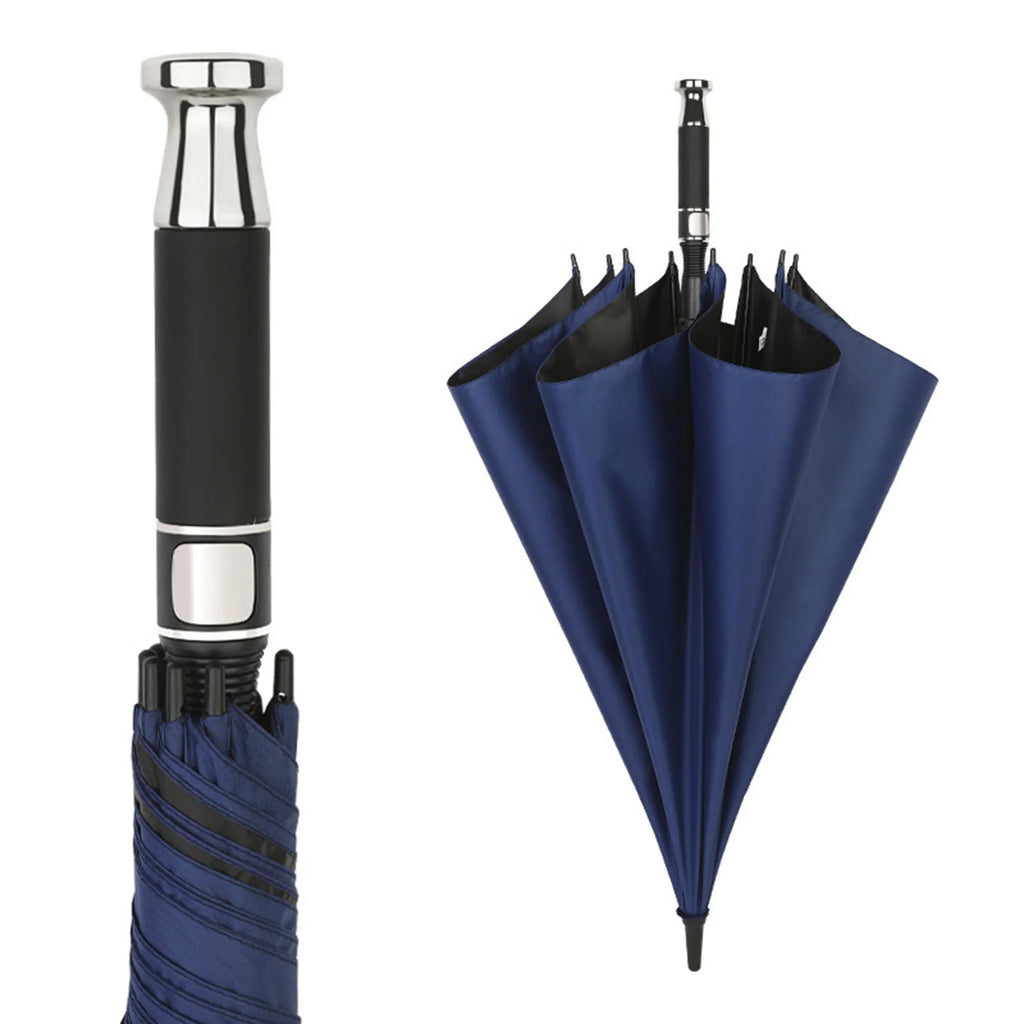 PEAKINBAGS Double Layer UV Auto Open Long Handle Umbrella Long Handle Umbrella Oasis Select deep cerulean