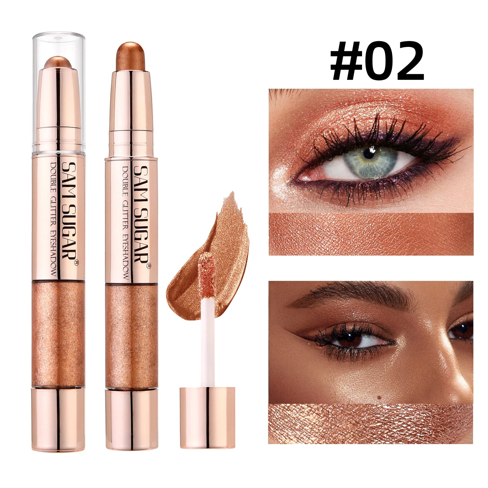 SAM SUGAR 3-in-1 Eyeshadow Stick – Glitter Highlighter & Blush