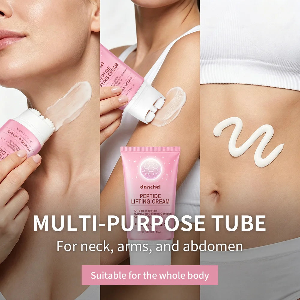 AH-8 Peptide Lifting Neck Cream Double Roller Massager Smooth Neck Lines Moisturizing Lifting Brighten Even Skin Tone Neck Cream Oasis Select