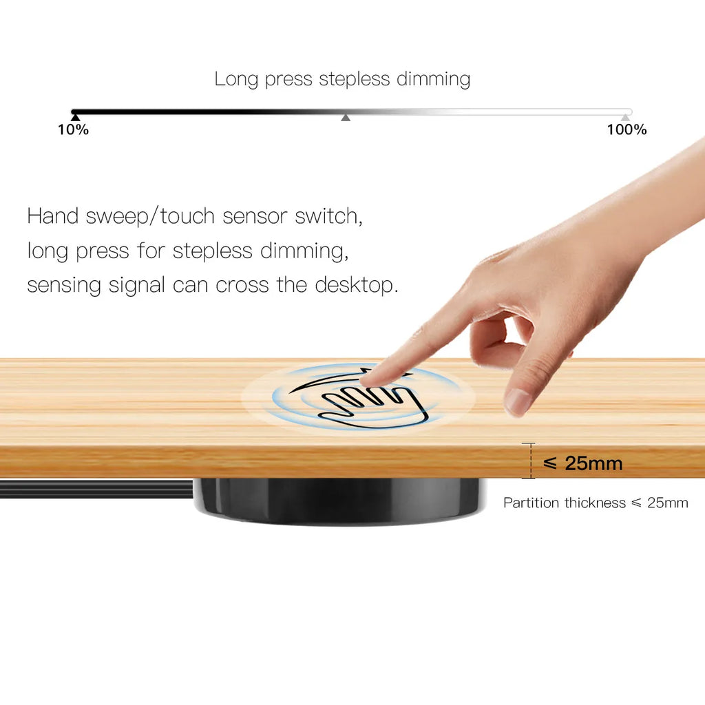 Wireless Touch Sensor Dimmer Control Hand Sweep Sensor Dimmable Light Switch for Cabinet Light Strip Penetrable 25mm Wood Panel Oasis Select