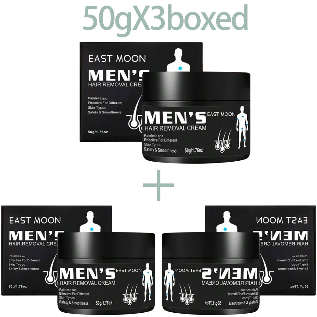 East Moon Men's Aloe Hair Removal Cream – Painless & Gentle Hair Removal Cream Oasis Select 50gX3PCS