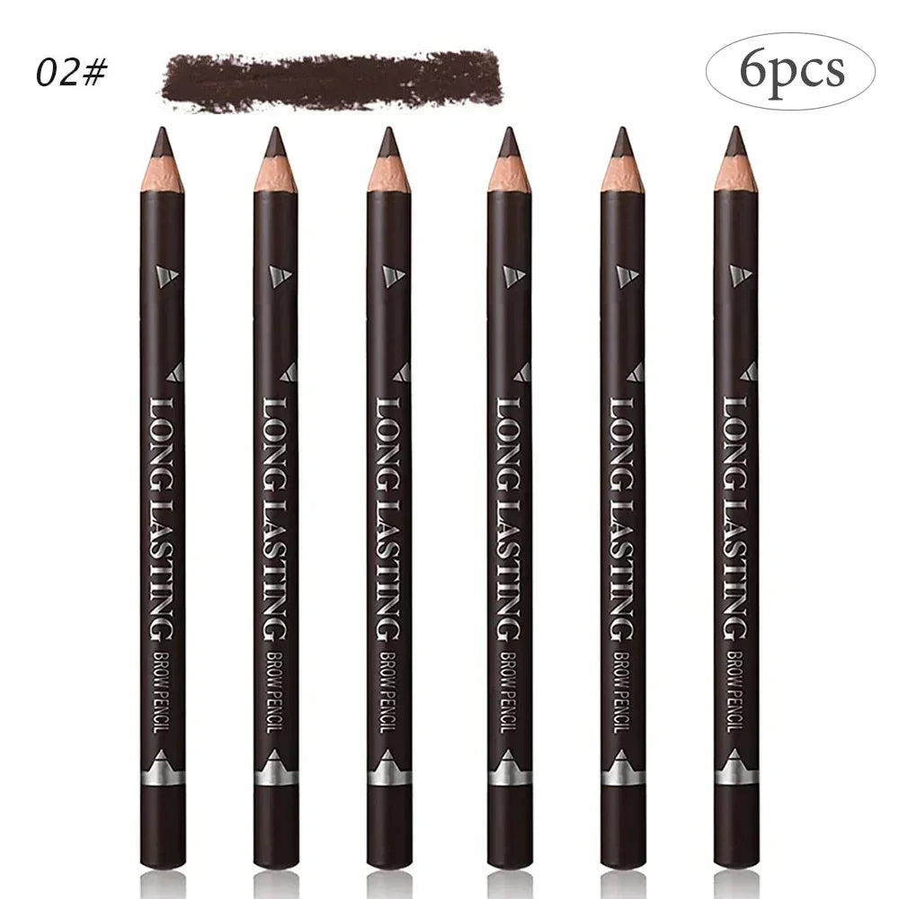 Waterproof Eyebrow Pencil Set 6/12 Pcs – Natural Black & Brown