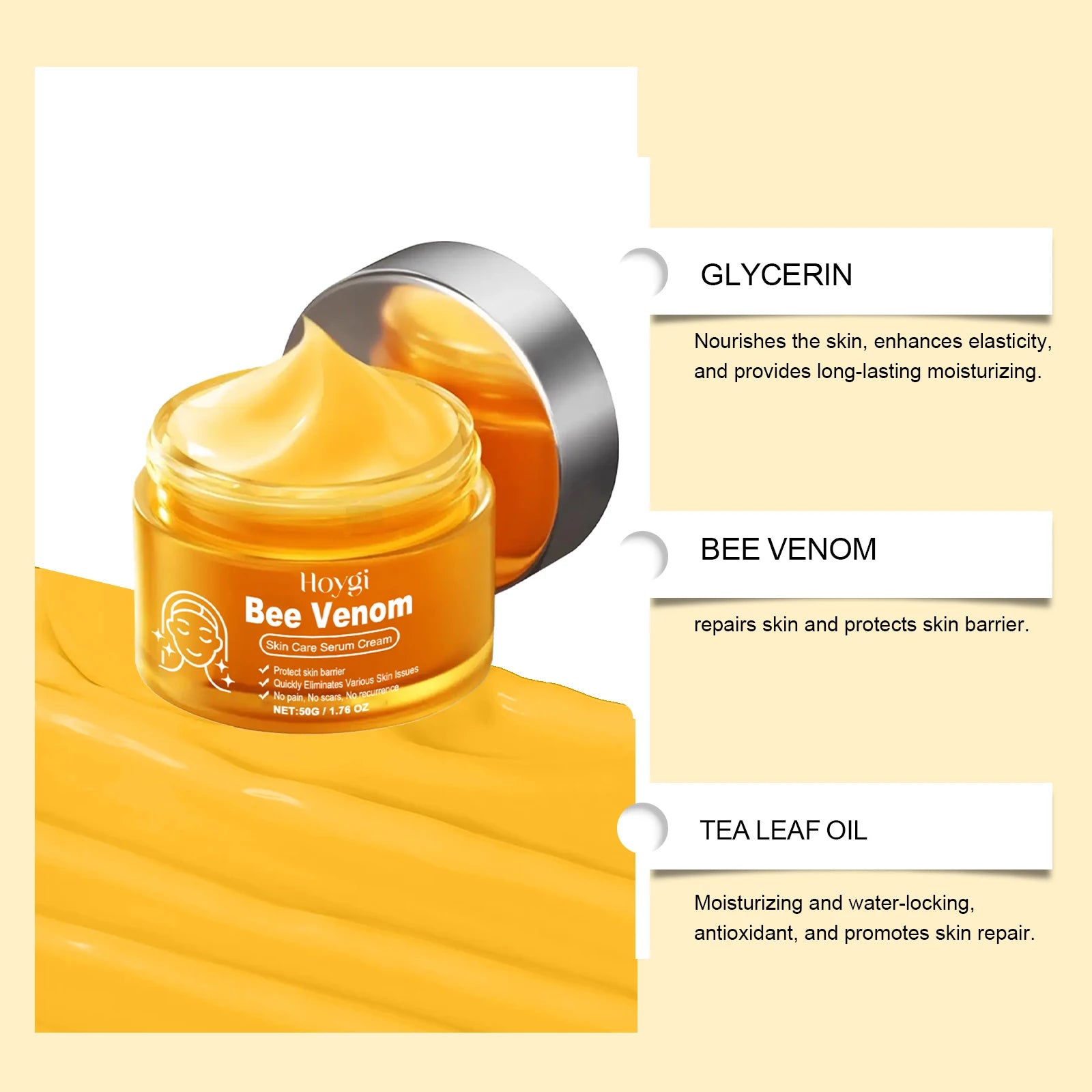 Hoygi Bee Venom Face Cream – Moisturizing, Firming & Brightening Face Moisturizer Cream Oasis Select