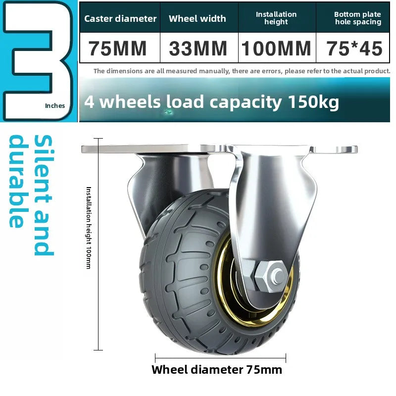 1pcs 3/4/5 Inches Universal Mute Wheel Soft Elastic Rubber Caster for Heavy Duty Carts Furniture Moving Assistant Oasis Select 3 inch Directional