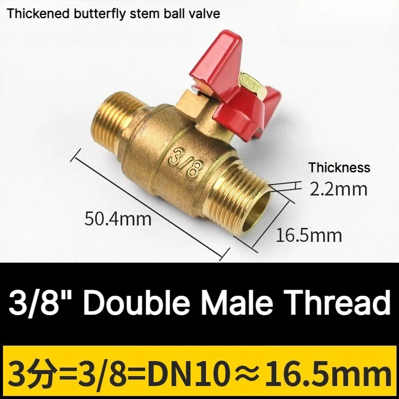 1/4" 3/8" 1/2" 3/4" Female To Female Thread Two Way Brass with Butterfly Handle Shut Off Ball Valve for Fuel Gas Water Oil Air Oasis Select 3l8 Double Male