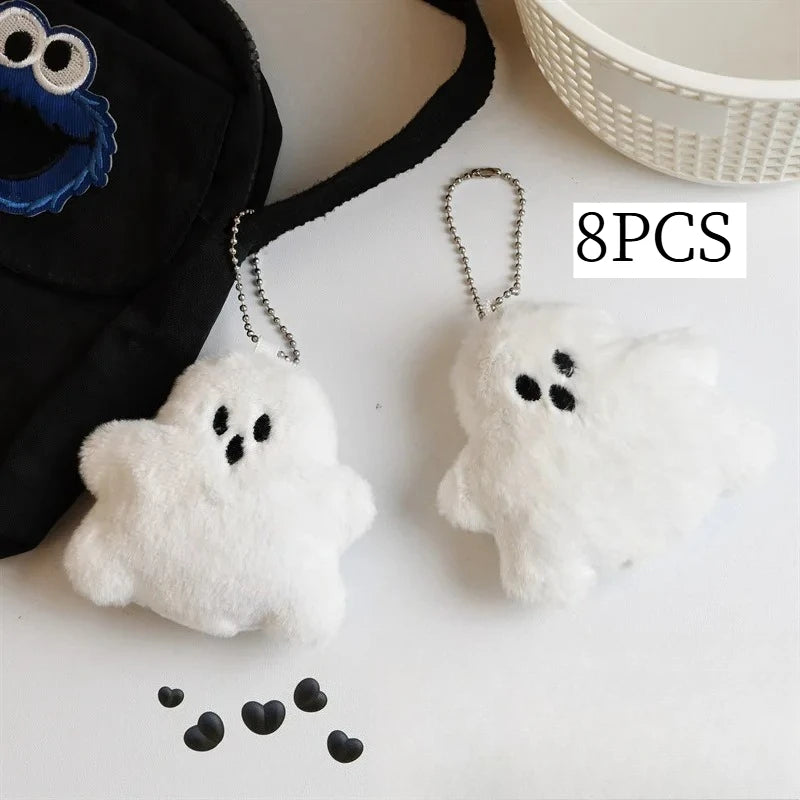 8 white plush keychains - cute fluffy-shaped stuffed dolls, soft mini backpack pendants, suitable as gifts for Halloween parties Oasis Select WHITE 10cm