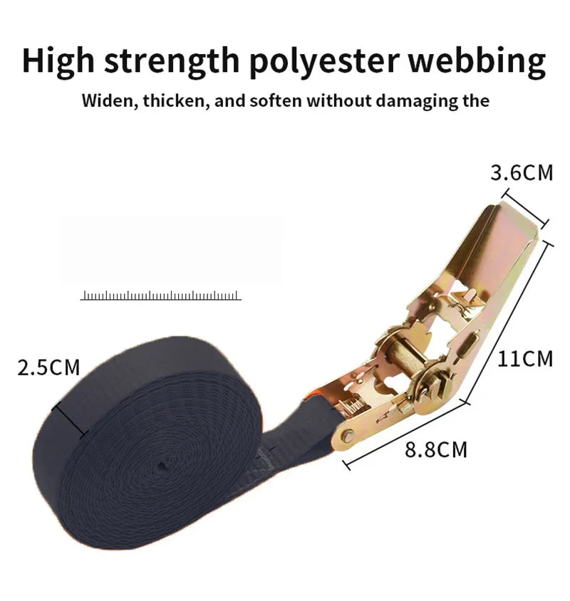 5m Cargo Strap Ratchet Tensioner Freight Car Fixed Tightener Tighten Rope For Luggage Goods Transportation Outdoor Camping Oasis Select