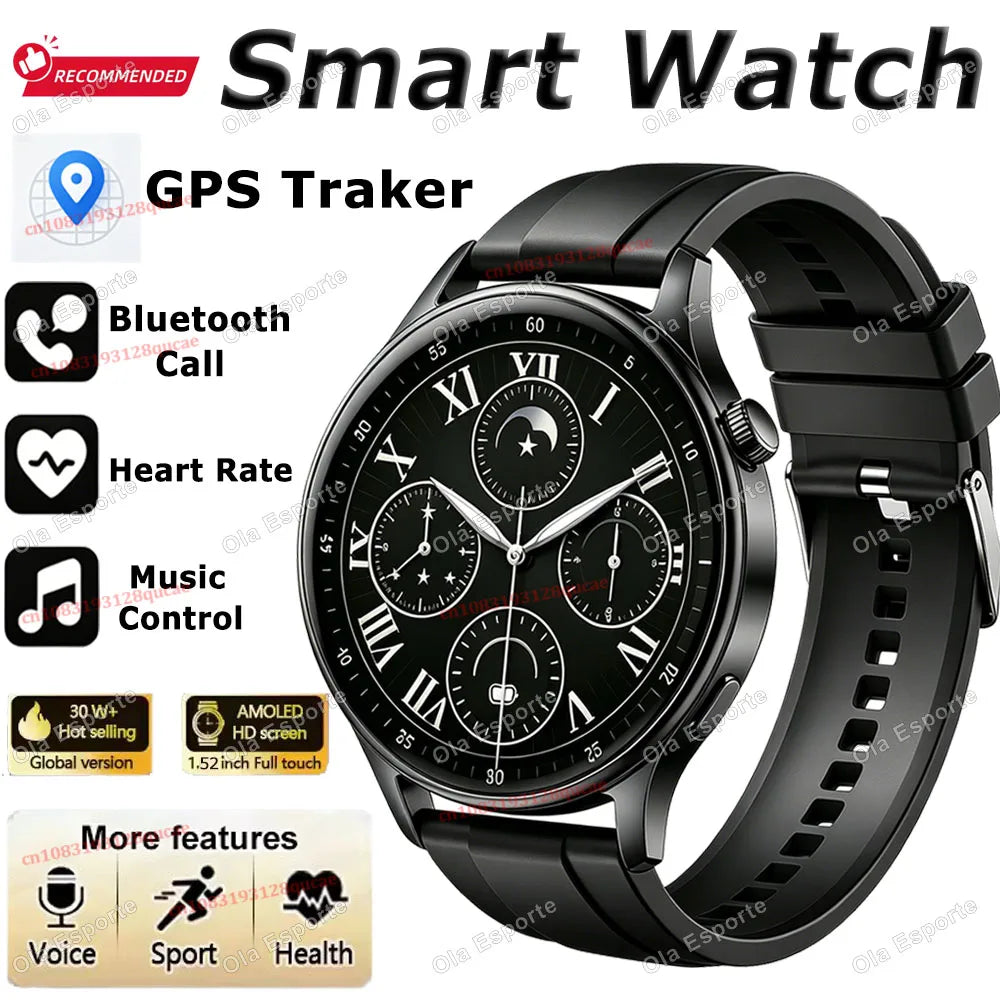 Men's GPS Smartwatch 1.52" AMOLED BT Calls NFC IP68 Waterproof